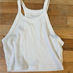 American Eagle Outfitters Cream Ribbed Tank Top
